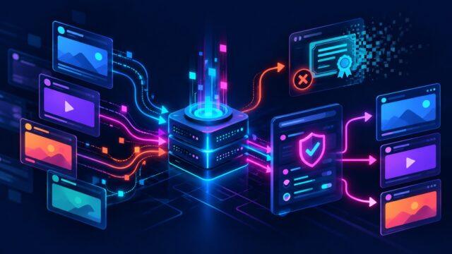 Неоновая схема programmatic RTB: рекламные карточки, поток данных и обновление проверки сертификатов для gambling